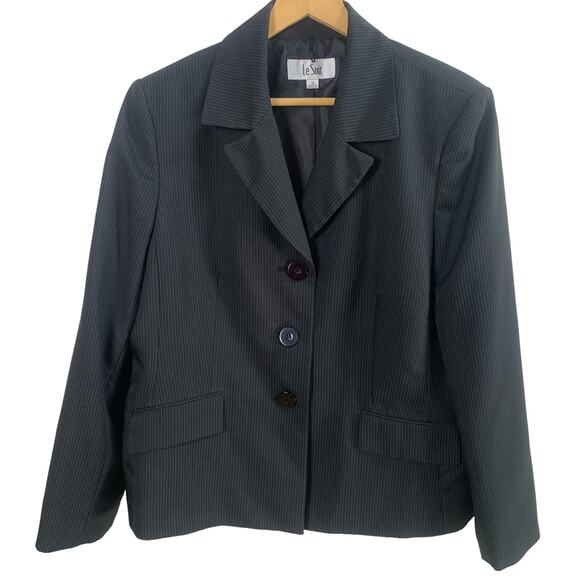 Le Suit Jackets & Blazers - Le Suit Size 18 Single Breasted Pinstriped Blazer Jacket Black Office Work